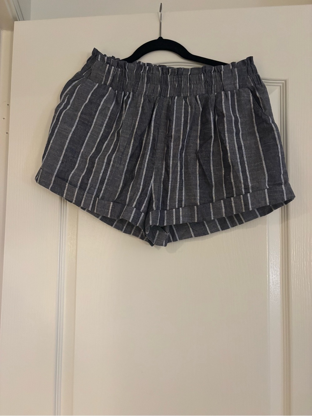 Sneak Peek Navy and White Vertical-soft Stripe Shorts